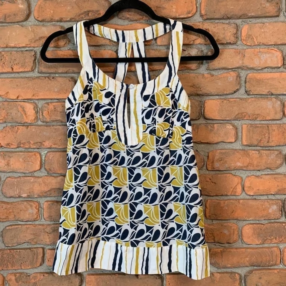 Stylish Women's Yellow and Blue Patterned Top